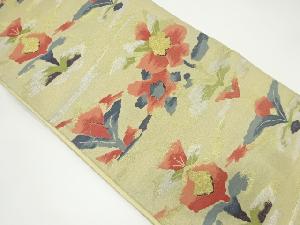 アンティーク　草花模様織り出し袋帯（材料）